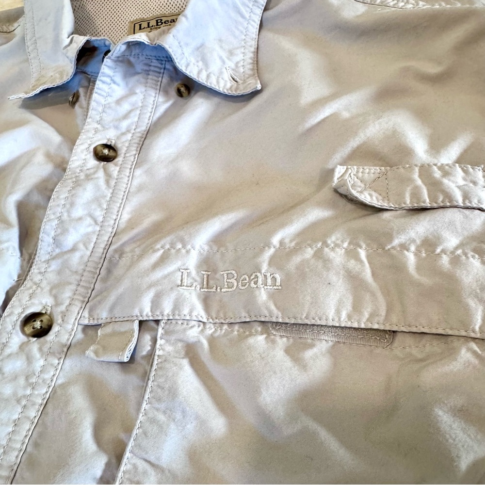L.L. Bean XL Vented Fishing Shirt Gray Long Sleeve Mesh-Lined - Picture 4 of 9